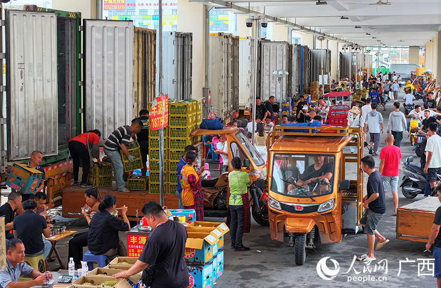 Hình ảnh khu vực giao dịch hoa quả các nước ASEAN tại chợ đầu mối hoa quả Hải Cát Tinh, Nam Ninh, Quảng Tây, Trung Quốc. Ảnh: Phó Hoa Châu - Nhân Dân nhật báo điện tử