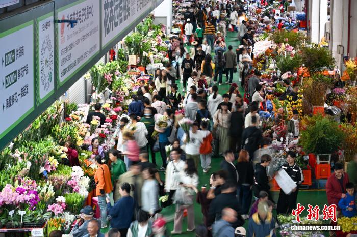Chợ hoa Đấu Nam tại Côn Minh đông đúc trong kỳ nghỉ Quốc khánh