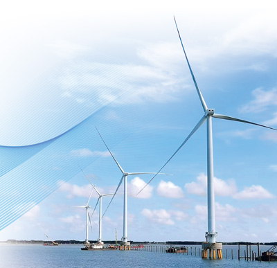 Dự án điện gió ngoài khơi giai đoạn I tại Sóc Trăng (Việt Nam) do Tổng Công ty Xây dựng Cảng Trung Quốc thi công. Ảnh: Mã Lễ Minh