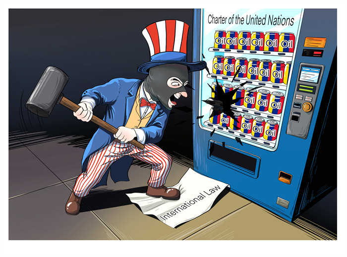 Bình luận tranh biếm họa về hành xử bá quyền của Mỹ đối với Venezuela: Bất chấp đạt được mục đích