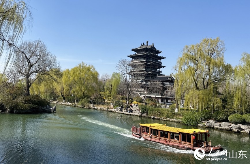 Khung cảnh mùa xuân tươi đẹp bên hồ Đại Minh ở Tế Nam, Sơn Đông, Trung Quốc. Ảnh: Kiều Thù - Phóng viên Nhân Dân nhật báo điện tử